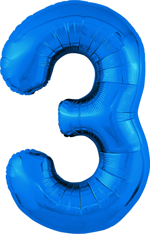 Шар (40''/102 см) Цифра, 3 Slim, Синий