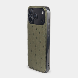 Чехол-накладка для iPhone 17 Pro из кожи страуса, зеленого цвета