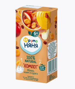 КОМПОТ ФРУТОНЯНЯ ЯБЛОКО КУРАГА ИЗЮМ 200МЛ
