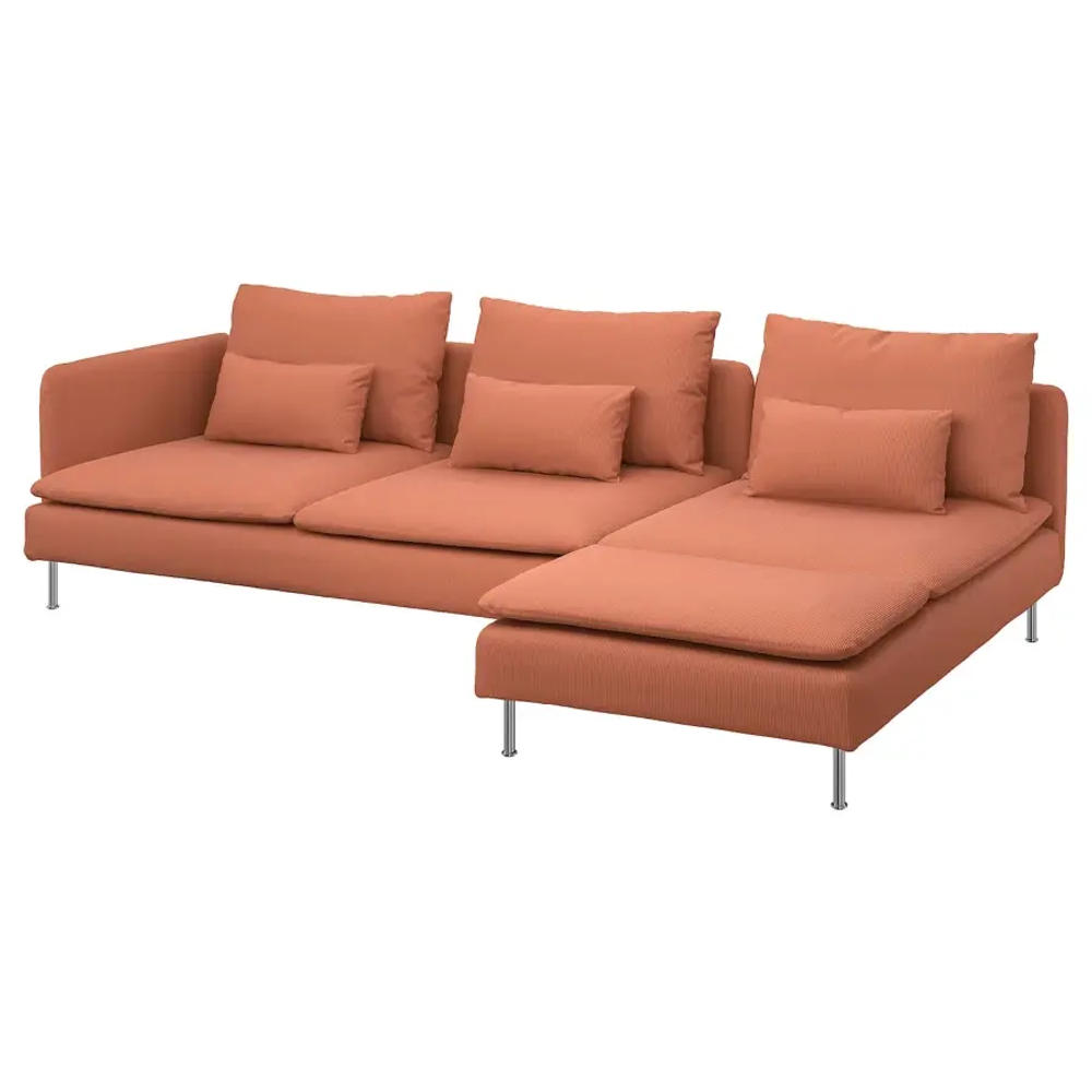 SÖDERHAMN 4-местный диван с шезлонгом и открытым торцом Келинге/ржавчина ИКЕА