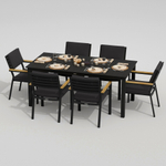 Обеденная группа Ideal Patio ДОЛЛА БОНТА каркас карбон, стол алюминий 180, ткань антрацит