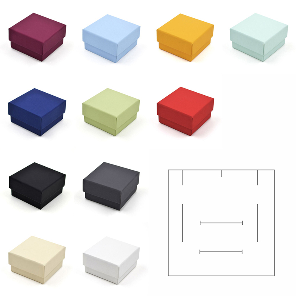 Картонный футляр «Алиса» 60x60x34 мм под серьги, подвеску, значок и обручальные кольца