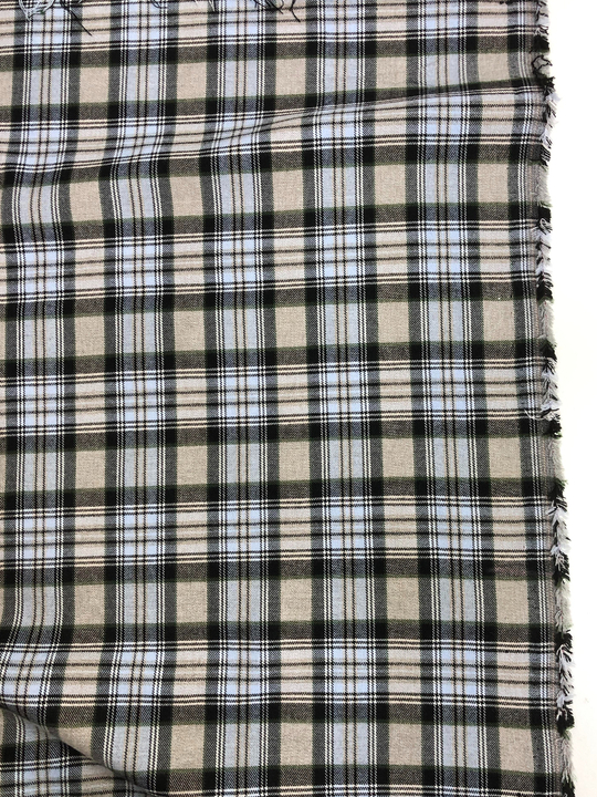 Костюмная принт клетка, голубой/черный на песочном