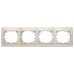 Рамка для розеток и выключателей Intro Plano 1-504-02 на 4 поста горизонтальная, СУ, слоновая кость