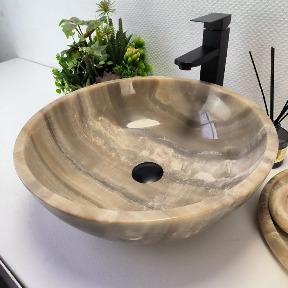 Раковина из оникса Bowl Grey TinLip BO-63003 45*45*15 43