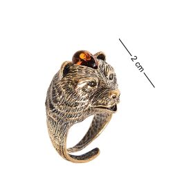AM-2472 Кольцо «Медведь» (латунь, янтарь)