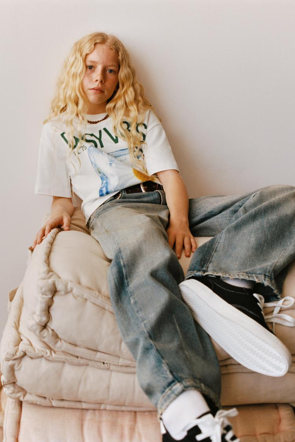 ZARA ФУТБОЛКА С ПРИНТОМ «ЛЬДИНКИ», БЕЛЫЙ