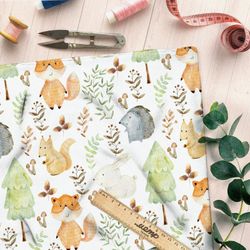 Ткань штапель акварельные лесные зверята