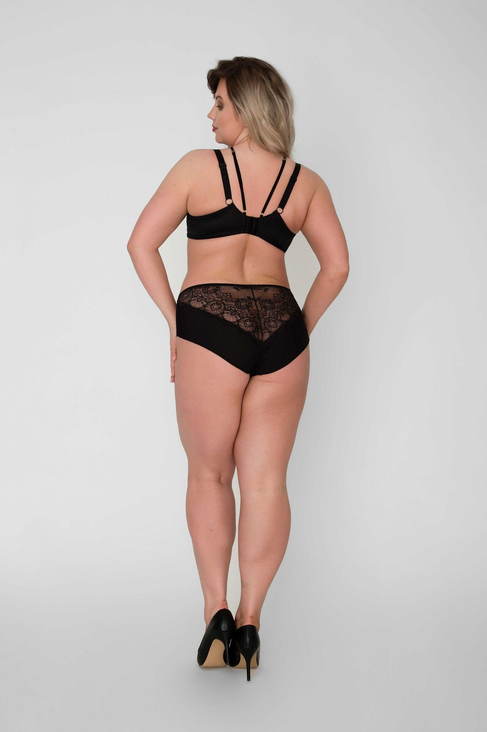 Женские трусики-слипы из гипюра с цветочным рисунком (Размер: L) (Цвет: черный)