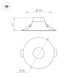 Светильник MS-BLIZZARD-BUILT-R90-6W Warm3000 (WH, 100 deg, 230V) (Arlight, IP20 Металл, 3 года) 036579