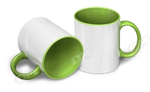 Кружка белая, светло-зеленая внутри и светло-зеленой ручкой