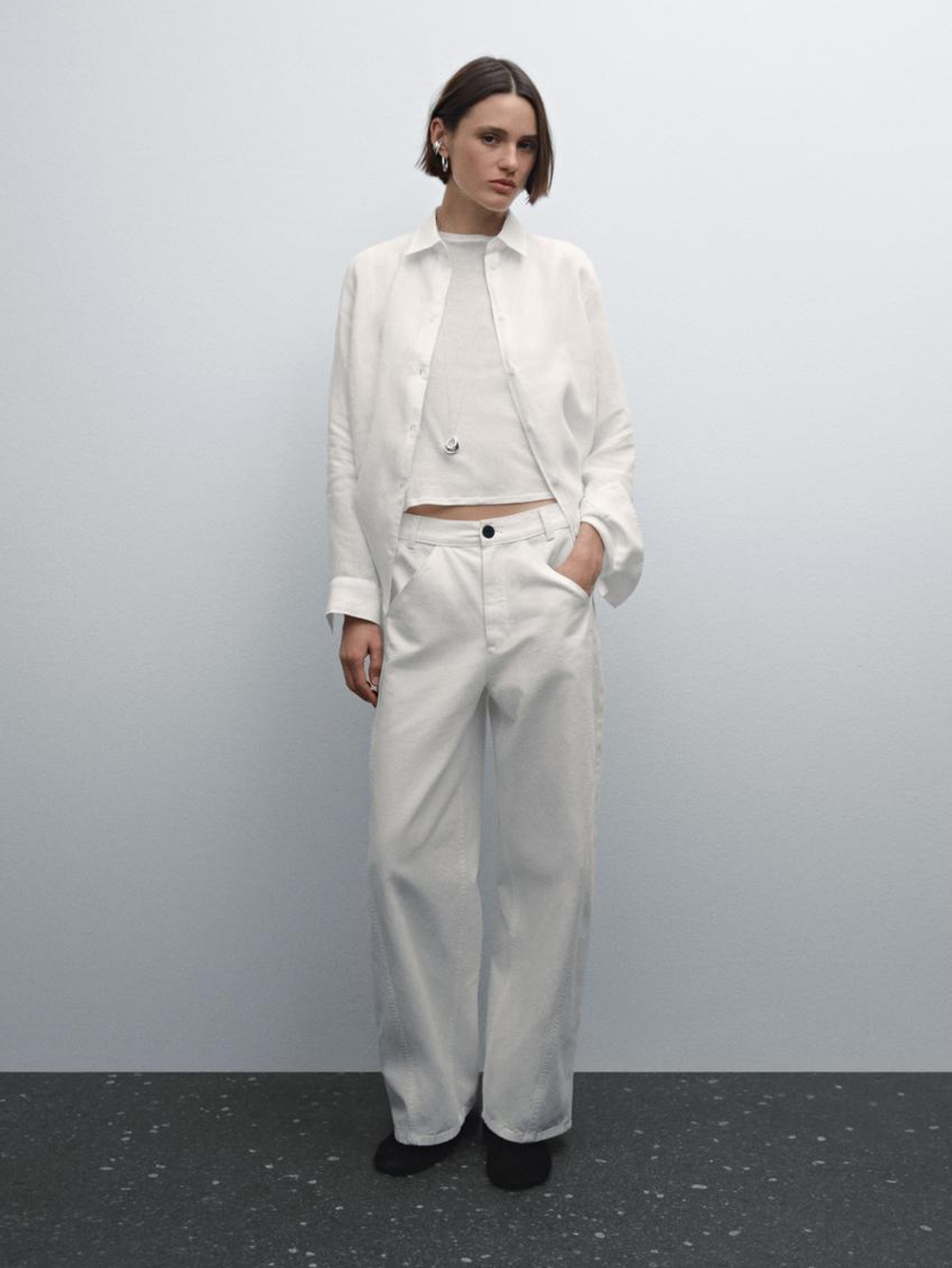 Massimo Dutti Брюки из смесового хлопка, белый