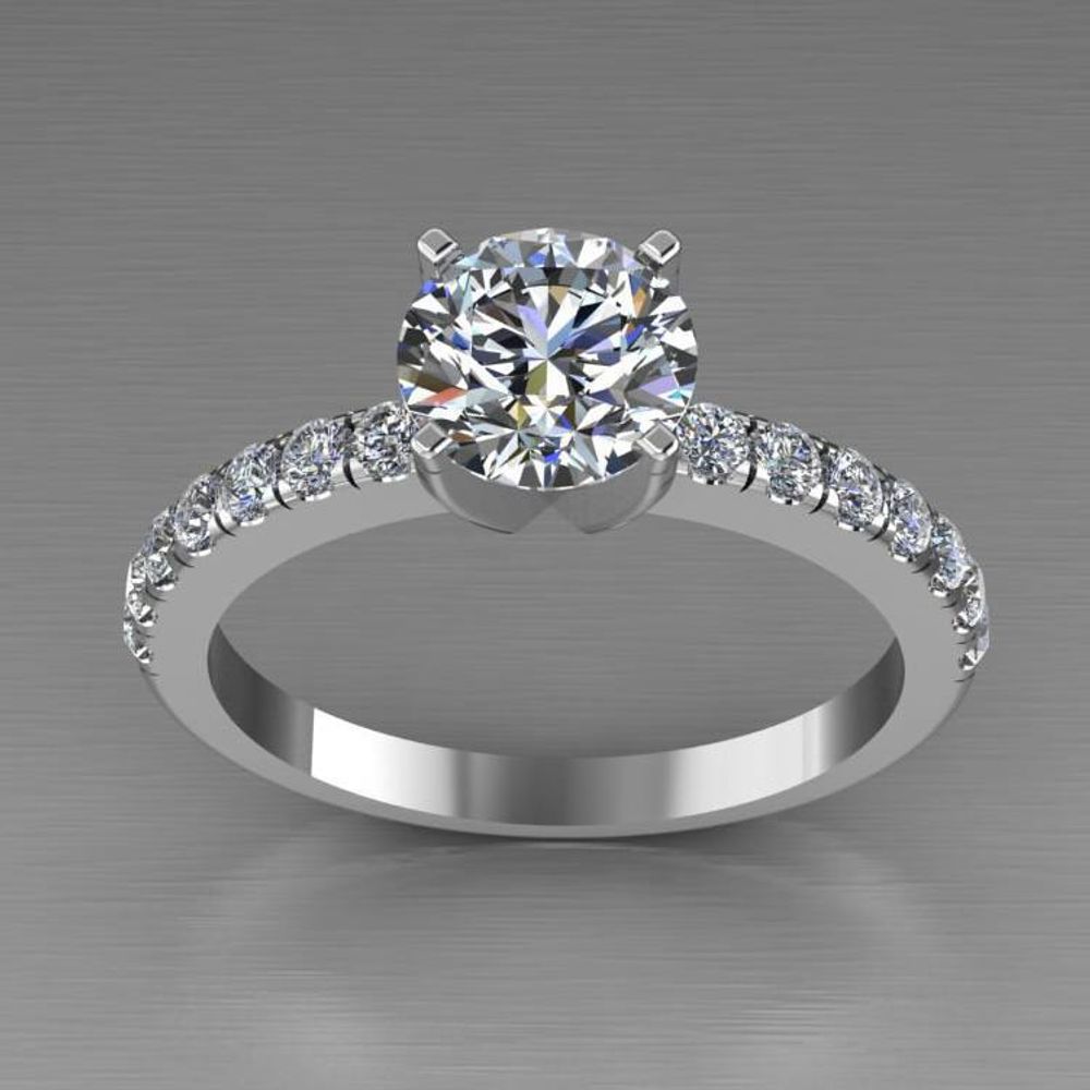 Кольцо Princess fianit round с дорожкой фианитов