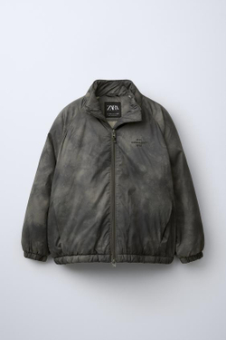 ZARA СТЕГАНАЯ КУРТКА WATER REPELLENT, СВЕТЛЫЙ ХАКИ