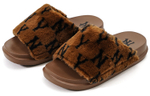 MLB Slipper casual non-slip one-word slippers for men and women the same dark brown