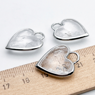 Подвеска Сердце, горный хрусталь, цвет серебро (родий), размер 23*20 мм, цена за 1 шт