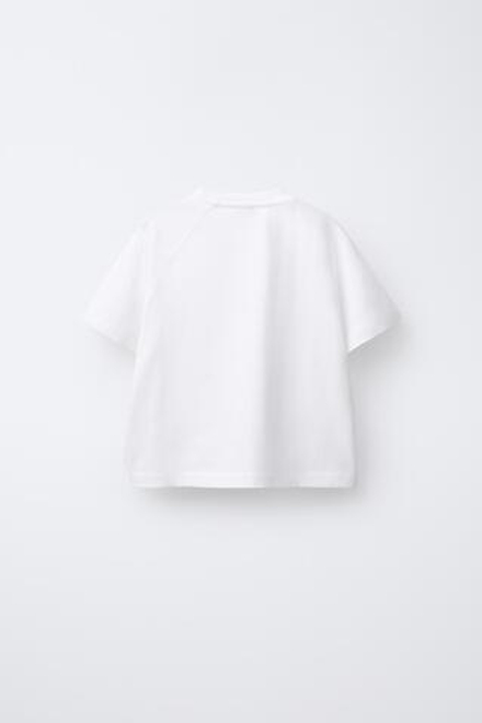 ZARA ФУТБОЛКА С РУКАВАМИ РЕГЛАН И ПРИНТОМ, БЕЛЫЙ