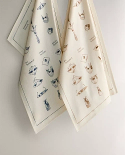 ZARA HOME КУХОННОЕ ПОЛОТЕНЦЕ С ПРИНТОМ (НАБОР ИЗ 2 ШТ.), БЕЛЫЙ