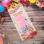 Свеча для торта Цифра С днем рождения «2» 5,5*4 см, розовый