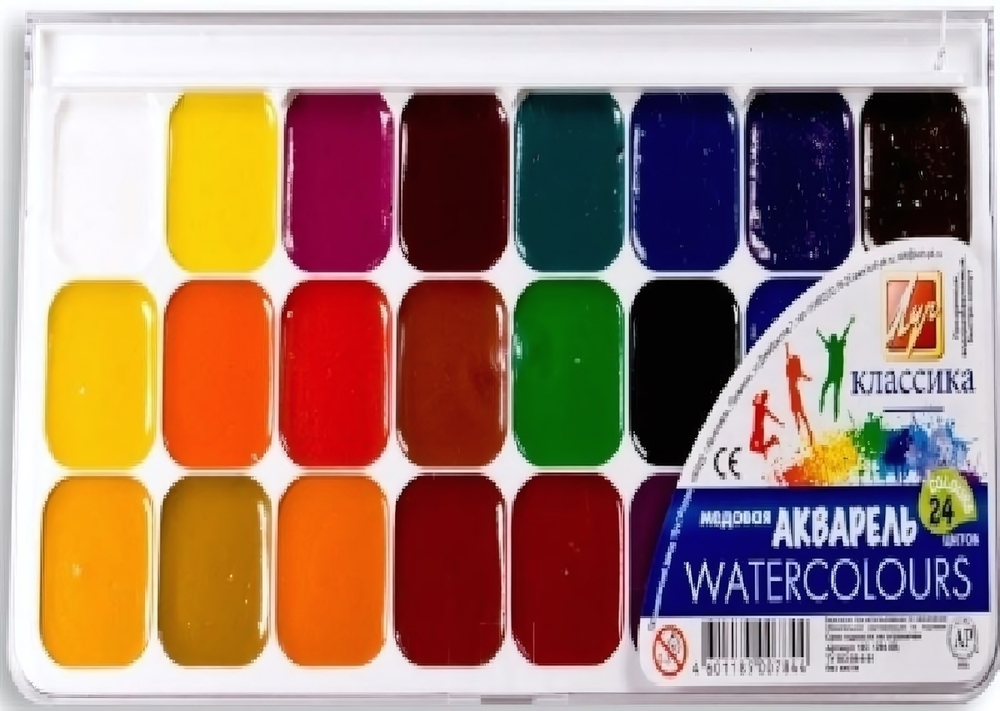Акварель медовая "Классика" 24 цвета, без кисти, пластик (Луч)
