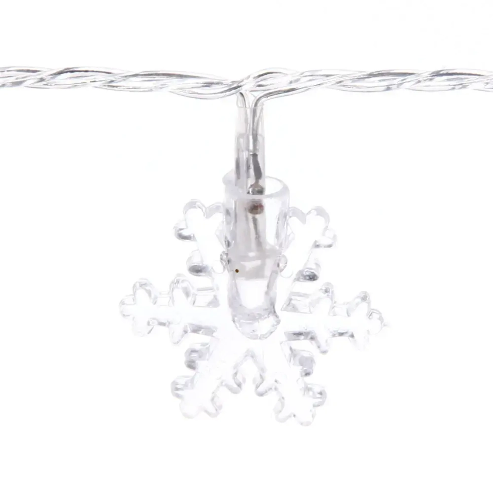 Гирлянда для дома 4,0 м 20 ламп LED с насадками СНЕЖИНКА, прозрач.пров., 8 реж, IP-20, Белый (возможность соединения)