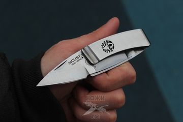 Складной нож -зажим для купюр Mcusta FUJI (глициния) MC-0084 c клинком из стали AUS-8, рукоять Stainless Steel