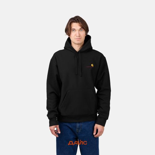 Толстовка мужская Carhartt WIP Hooded American Script артикул:I028279_black - купить в магазине Дайс