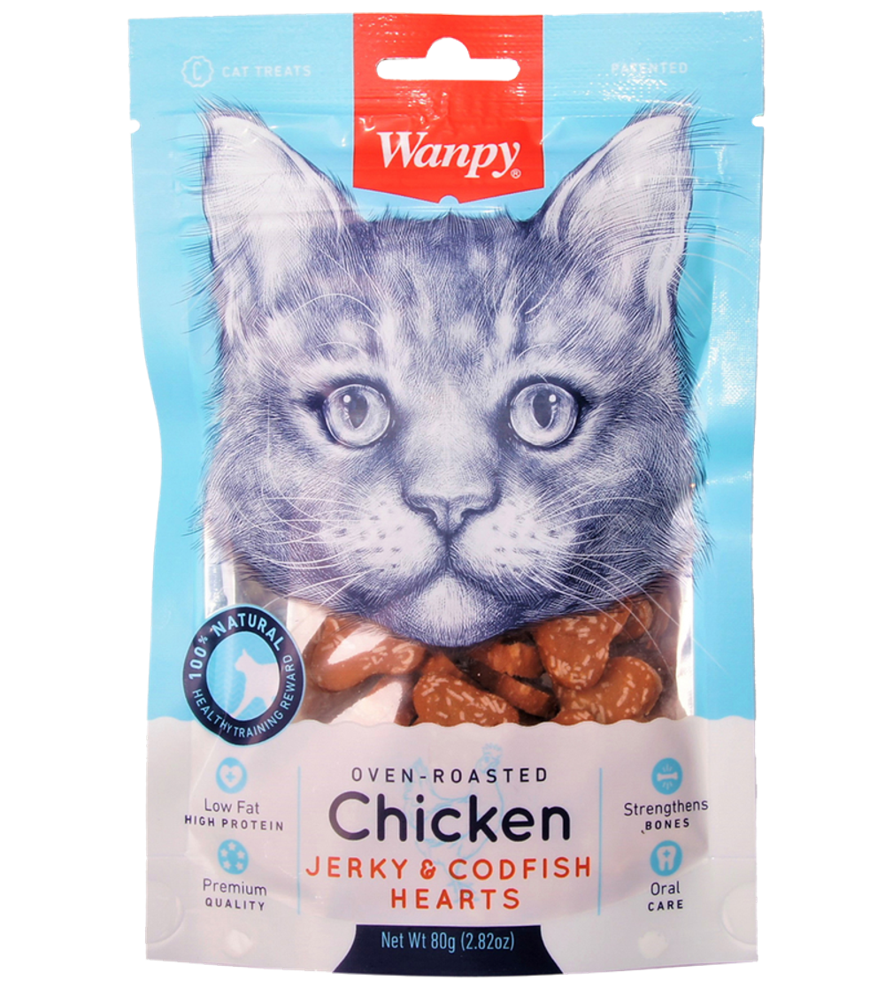 Wanpy Cat Лакомство для кошек «суши» из курицы с треской 80гр.