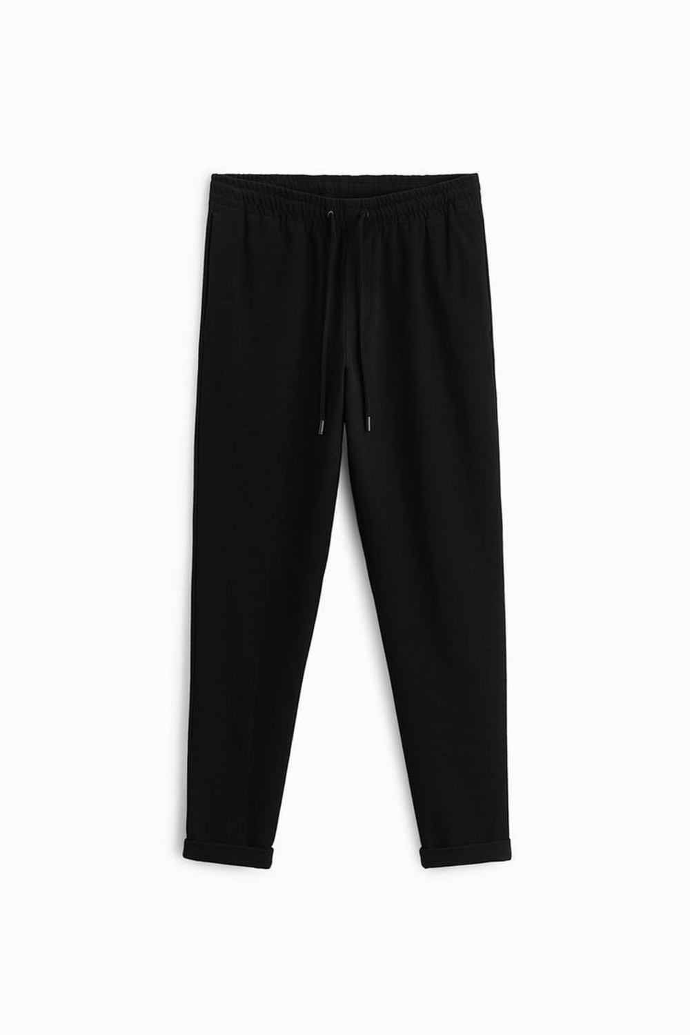 ZARA БРЮКИ EASY CARE С ПОЯСОМ НА ШНУРКЕ, ЧЕРНЫЙ