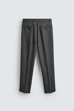 ZARA БРЮКИ REGULAR FIT ИЗ 100% ШЕРСТИ, СЕРЫЙ