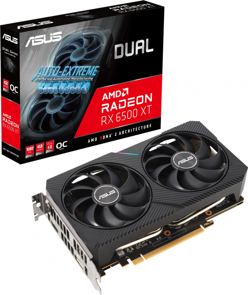 Видеоарта RX6500XT 4Gb ASUS DUAL-RX6500XT-O4G HDMI DP 4G D6; 90YV0HA1-M0NA00