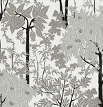 Крпнораппортный растительный дизайн - деревья, шишки.