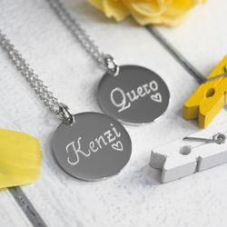 Парные круглые подвески с гравировкой имён на заказ