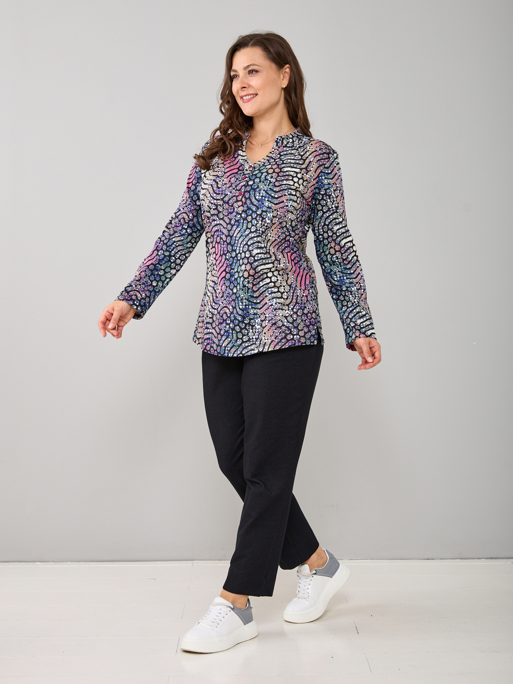 Блузка БЛ-22/тсиний-хамелеон