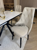 Кухонный раскладной стол "Монако" из керамогранита, белый мрамор и 4 стула ЛОНДОН