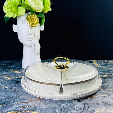 Lenardi 133-279 Менажница 28см ЭЛЛАДА с крышкой в под.уп.(х8)Фарфор