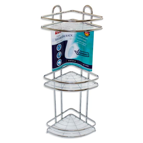 Полка для ванной 3-ярусная угловая Besser BS 0439E (23х17,5х58,5 см) из хромированной стали