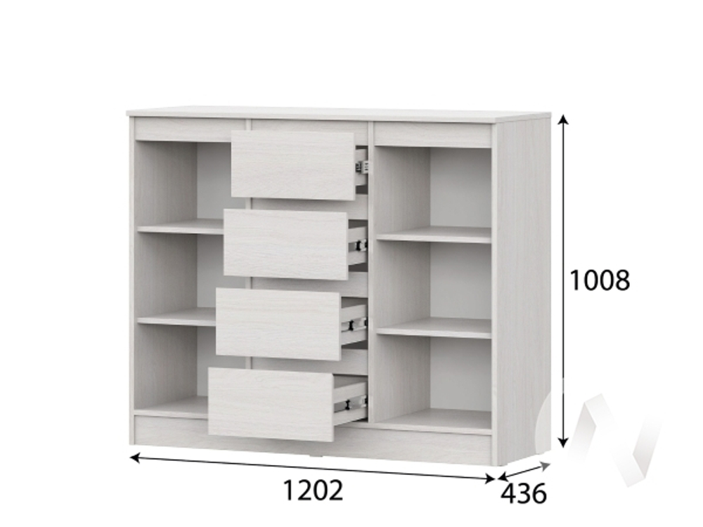 Комод 4 ящика 2-х створчатый МС Бриз-1