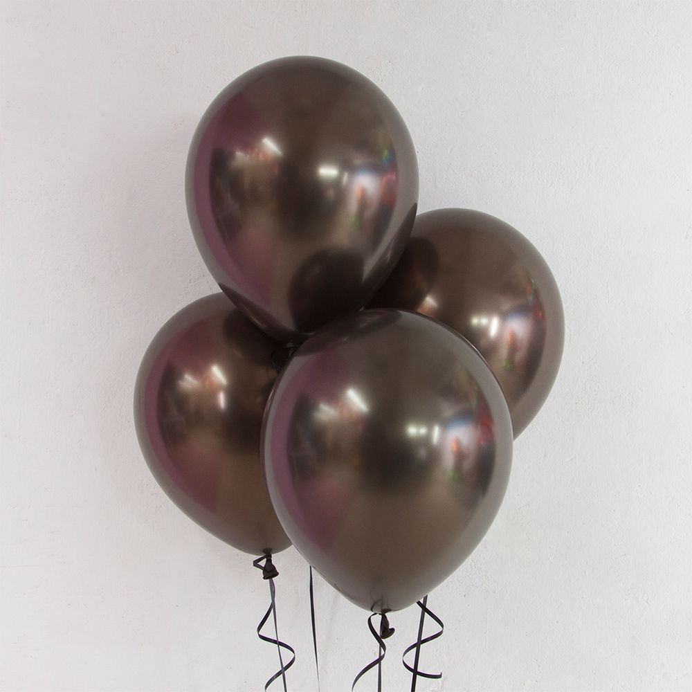 Шар (12''/30 см) Черное золото, лайт, хром, 50 шт.