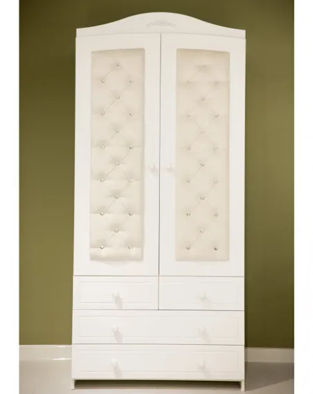 Шкаф двухдверный Гандылян Тиффани декор стразы Белый