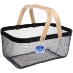 Корзина для хранения металлическая с деревянными ручками «ФАРГО», цвет черный, 19*24,5*40см (лейбл Селфи)