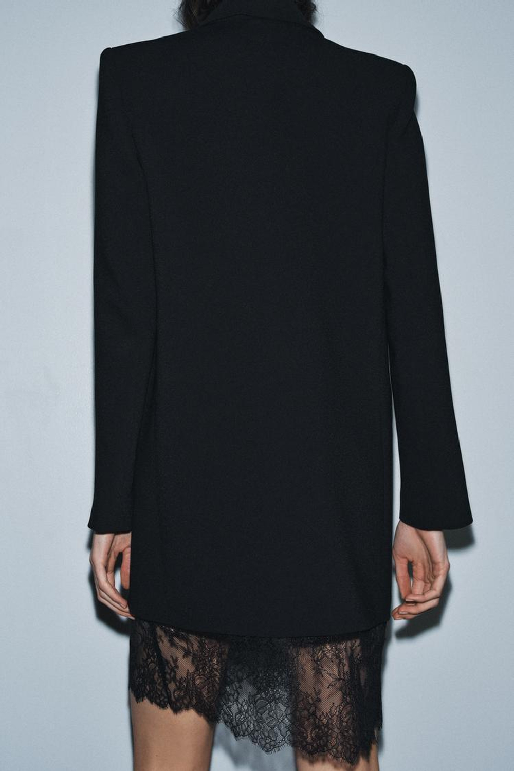 ZARA ПЛАТЬЕ-БЛЕЙЗЕР С КРУЖЕВОМ — ZW COLLECTION LIMITED EDITION, ЧЕРНЫЙ