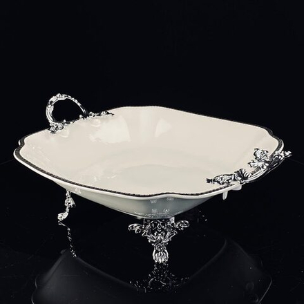 Lenardi 205-898 Глубокое блюдо 33см на ножках с ручками ATLANTIS в под.уп.(х4)Фарфор