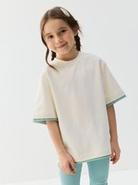 Футболка оверсайз "Тофу" с контрастной отделкой