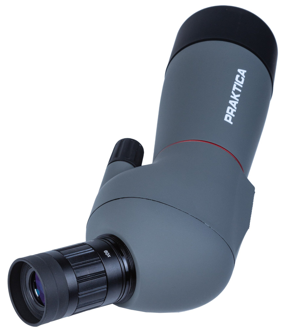 Серый корпус зрительной трубы Praktica Hydan 20-60x60 с красным тонким кольцом