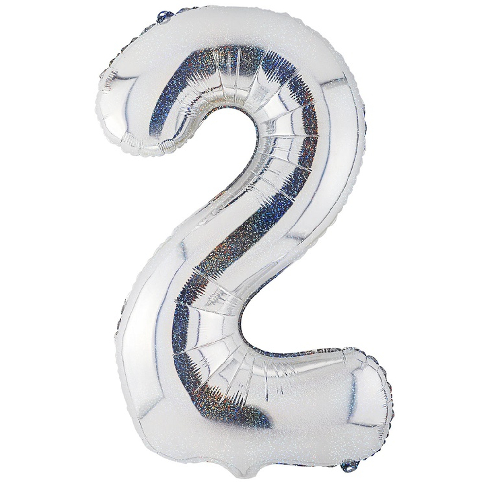 Шар фольгированный Цифра 2 105 см (Серебряный)