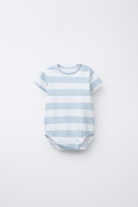 ZARA БОДИ В ПОЛОСКУ, ГОЛУБОЙ