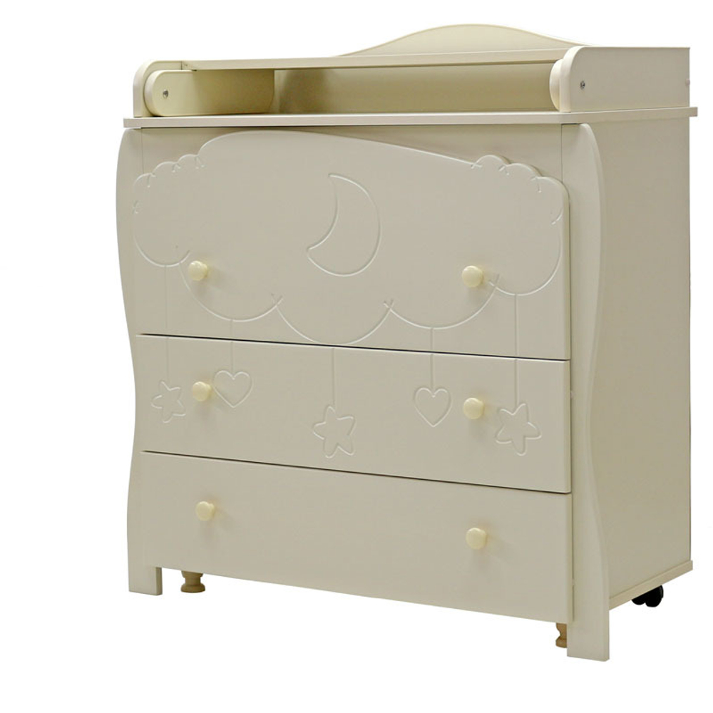Комод "Софья" 3 ящика (арт.81) МДФ эмаль 800/3 (облака) (слоновая кость)