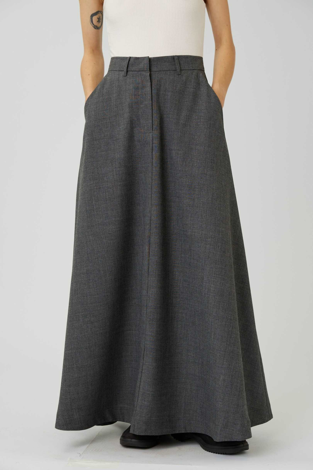 Юбка макси из серой шерсти