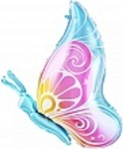 Шар (29""/74 см) Фигура, Бабочка, Розовый/Голубой, 1 шт. А096